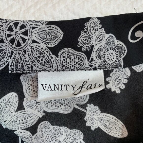 Vanity Fair🌸Black Floral Button Up Blouse Size L - Picture 6 of 10